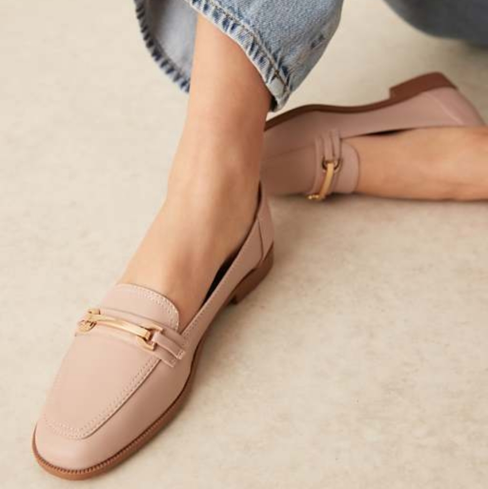 ASOS Verity Loafer Flat Blush Nude Gold 5